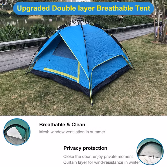 Two Person Instant Pop up Double-Layer Waterproof Family Inflatable Outdoor Camping Tent