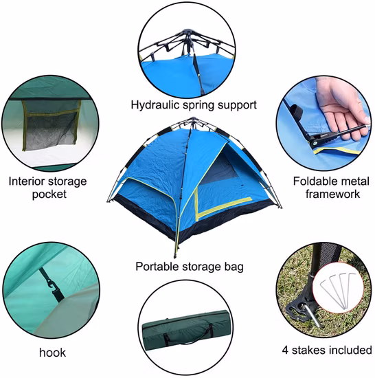 Two Person Instant Pop up Double-Layer Waterproof Family Inflatable Outdoor Camping Tent